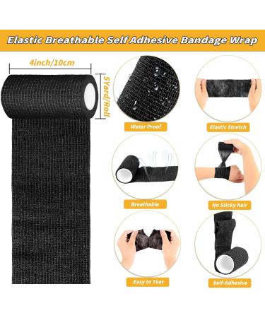 54 Pack Black Self Adhesive Bandage Wrap - 4 Inch x 5 Yards Cohesive Vet Wrap for Athletes & Pets | Breathable Elastic Self-Adherent Tape - Buy Online on GoSupps.com