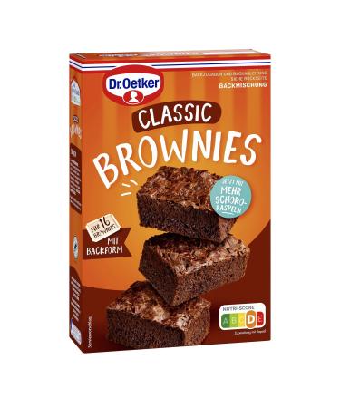 Dr.Oetker Brownies 8 Pack (8 x 462 g) baking mix for dark batter with rasp chocolate for preparing 16 brownies including a practical baking pan 456 g (8 Pack)