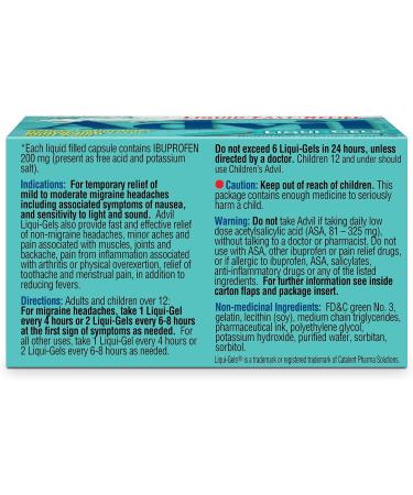 Advil Regular Strength Ibuprofen Pain Relief Liquid-Gels Fast Acting Pain Relief for Migraine Back Neck Joint and Muscle Relief 200mg (32 Count) - Buy Online on GoSupps.com