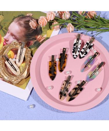 Magicsky 10PCS No Bend Hair Clips - Acrylic Resin Flat Clips for Styling, No Crease Curl Pins, Leopard White Black - Hairstyle Accessories for Women and Girls - Buy Online on GoSupps.com