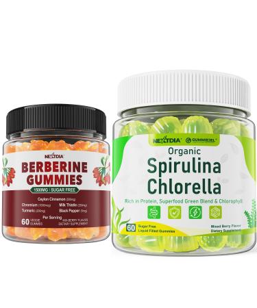 Nextdia Organic Spirulina Chlorella Gummies + Berberine Supplement