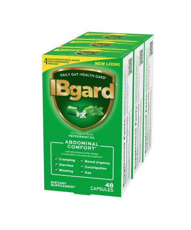 IBgard Daily Gut Health Support Supplement for Occasional Symptoms: Bloating, Constipation, Gas, Cramping, Bowel Urgency, and Diarrhea, 144 Capsules (Packaging May Vary) 48 Count (Pack of 3) IBgard