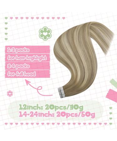 Youngsee Ombre Tape Extensions | Real Hair 30cm Medium Brown to Blonde Balayage | Invisible & Lightweight #8A/60/8A - Buy Online on GoSupps.com