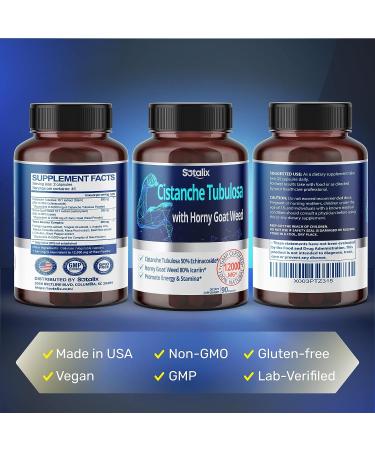 SOTALIX Cistanche Tubulosa Supplement 12,000MG with Horny Goat Weed - Strength, Stamina, Brain Health Support - Made in USA - Buy Online on GoSupps.com
