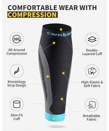Shop Cambivo Calf Compression Bandages & Support Stockings for Men & Women - Blue S-M - Ideal for Sports Running & Swelling Relief - Buy Online on GoSupps.com
