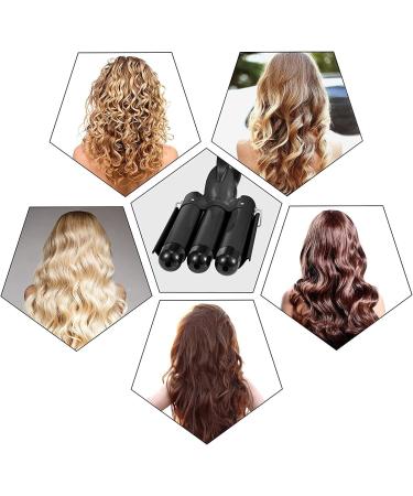 3 Barrel Curling Iron 25mm Hair Curler Hair Waver Wand Adjustable Temperature with 2 Temperature Control for Long or Short Hair Styling Curling Iron Large Wave Ceramic Wide Hair Crimpers Black - Buy Online on GoSupps.com