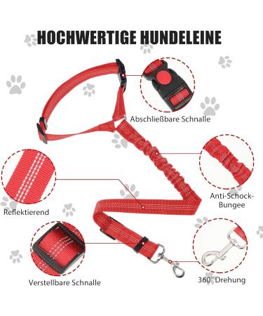 Adjustable Dog Car Headrest Belt - Safety Strap for Small & Medium Dogs - Red Elastic Seat Belt - Buy Online on GoSupps.com