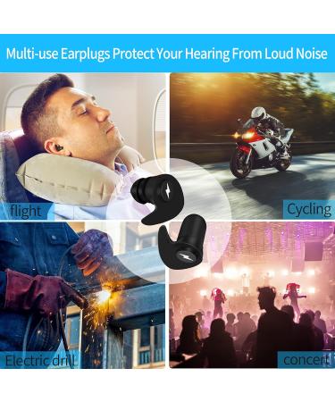 Noise Cancelling Ear Plugs - Soft Reusable Silicone for Sleep Work Study Swimming & Flights - Black - Buy Online on GoSupps.com