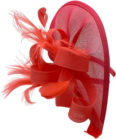 Ladies Feather Aliceband/Clip Fascinator Hat for Weddings Races Royal Ascot (Coral) - Buy Online on GoSupps.com
