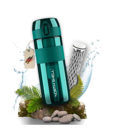 NORTH SHELL water filter outdoor | 500ml | Survival | Hiking | Travel | Reliably removes 99.99% of pollutants | green