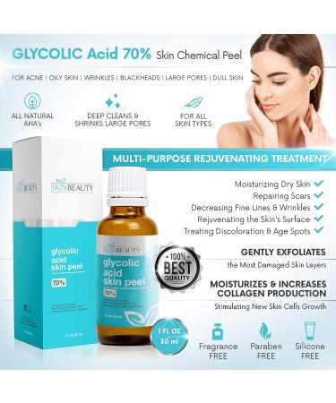 70% Glycolic Acid Skin Peel - Unbuffered AHA for Acne, Oily Skin, Wrinkles - 1oz/30ml - Buy Online on GoSupps.com