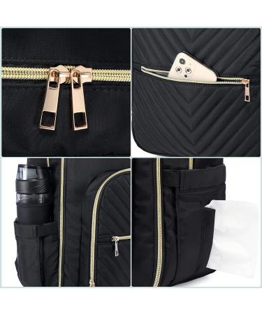 Diaper Bag Backpack  LOVEVOOK Quilted Baby Bag with Changing Pad & Pacifier Holder Travel Diaper Bags with USB Charging Port Black - Buy Online on GoSupps.com