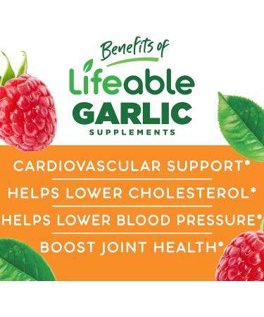 Lifeable Garlic Gummies 2000mg - Natural Flavor Vitamin Supplement for Adults - 90 Count, Gluten-Free, Vegetarian & GMO-Free - Buy Online on GoSupps.com