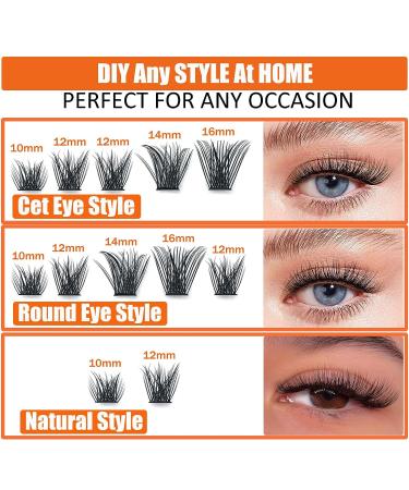 Kmilro 144 Pcs Cluster Lashes DIY Eyelash Extensions C D Curl 10-16mm Mega Volume Fluffy Wispy Individual Lashes - Volume 0.07C-MIX - Buy Online on GoSupps.com