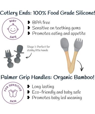 Bamboo Weaning Set + Toothbrush Teether | Baby Luxe 10 Piece Divided Suction Tableware Set for Self Feeding | Charcoal Grey - Buy Online on GoSupps.com