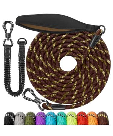 Aystkniet Bungee drag line for dogs 3m 5m 10m 15m 20m 30m shock -absorbing dog leash with padded handle reflective threads lockable hook for medium large dog 10m 8mm brown - Buy Online on GoSupps.com