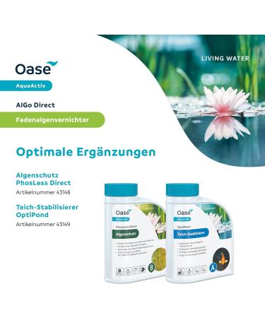 OASE 43139 Aquaactiv Algo Direct - 500ml Biological Pond Care | Cure Thread Algae in Garden Swimming & Koi Ponds - Buy Online on GoSupps.com