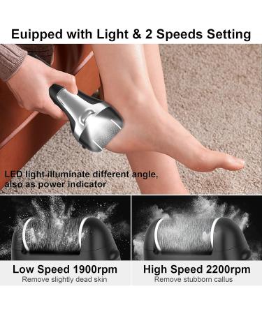 Rechargeable Electric Foot File Callus Remover Kit - 4 Roller Heads, LCD Display, 2 Speeds - Wet & Dry Pedicure Tool for Hard Skin, Cracked Heels, Dead Skin - Callus Shaver Included - Buy Online on GoSupps.com