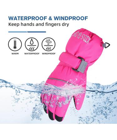 Zando Kids Winter Ski Gloves | Waterproof Snowboard Gloves for Boys Girls | Medium (6-10 years) | Rose Pink - Buy Online on GoSupps.com