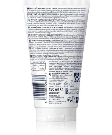 Beiersdorf NIVEA MEN SENSITIVE FACE WASH XXL 150ML Cleansing Gel Face Face Wash Facial Cleanser Cleanser Face Wash For Sensitive Mens Skin - Buy Online on GoSupps.com