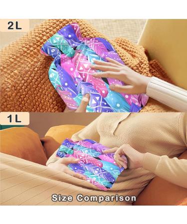 Buy Naanle Hot Water Bottle with Cover - BOHO Transparent 1L for Pain Relief & Warmth | Ideal for Back Neck Hand & Foot Therapy - Buy Online on GoSupps.com