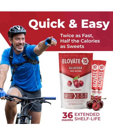 Elovate 15 Slimpaks Fast Acting Glucose Powder - Dextrose Packets FSA/HSA Eligible Black Cherry Flavor - Ideal Alternative to Gels & Tablets - Buy Online on GoSupps.com