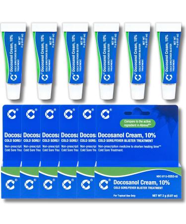 Cosette Cold Sore/Fever Blister Treatment for Face or Lips with Docosanol Cream 10% - Treatment Cream for Cold Sore/Fever Blister - 0.07 oz Tube (6)