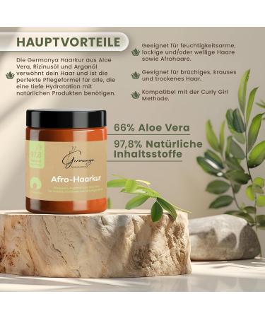 Germanya Naturkosmetik GbR Hair mask with argan oil castor oil and aloe vera vegan antifrizz care for curly and afro hair 978 natural ingredients 250 ml - Buy Online on GoSupps.com