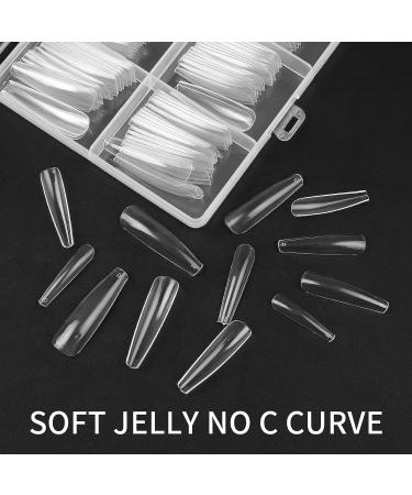 240 Pcs Clear Full Cover Trapezoidal Coffin Nail Tips - False Ballerina French Acrylic Extension for Salon and Home DIY Nail Art - Buy Online on GoSupps.com