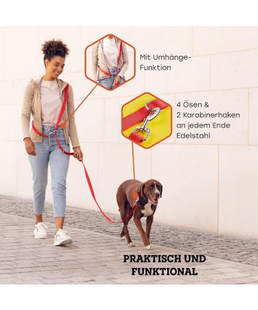 Vitazoo 3m Nylon Dog Leash - Adjustable Guide Lines with Carabiners for All Dog Sizes - Graphite & Red - Buy Online on GoSupps.com