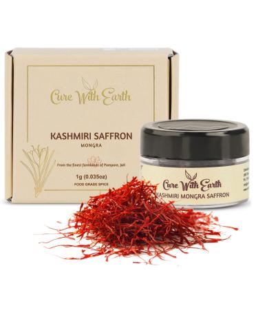 Pure Kashmiri Mongra Saffron / Kesar / Keshar 1g | From the finest farmlands of Pampore, J&K, India | Tested and certified as Grade A 0.035 Ounce (Pack of 1)