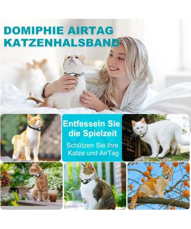 Airtag Cat Neck Band - Waterproof & Reflective Cat Collar with Safety Lock for Kittens & Small Dogs (Black XS 18-23cm) - Buy Online on GoSupps.com