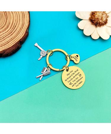 Dabihu Hairdresser Keyring Gifts Appreciation Gifts Keychain for Hair Stylist Cosmetician Hair Barber Beautician Graduation Salon Barber Colleague Christmas Retirement Gifts Gold- May You Be Proud of the Work You Do - Buy Online on GoSupps.com