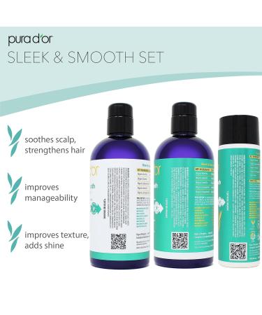 PURA D'OR Sleek & Smooth Cream 8oz | Anti-Frizz Moisturizing Hair Treatment with Organic Aloe Vera Cedarwood & Lemongrass Oil - Buy Online on GoSupps.com