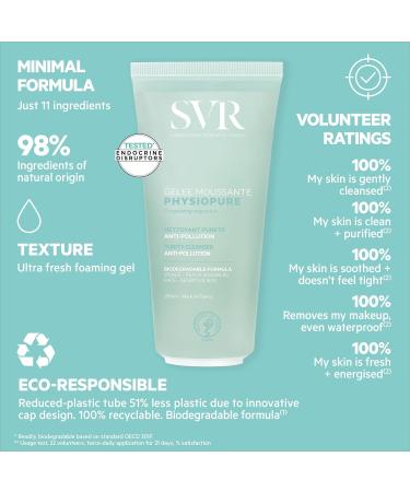 SVR PHYSIOPURE Foaming Face Gel/Make Up Remover with Oxygenating Magnesium for Normal to Balanced Skin 11-Ingredient Minimalist Formula 200ml New Formula - Buy Online on GoSupps.com