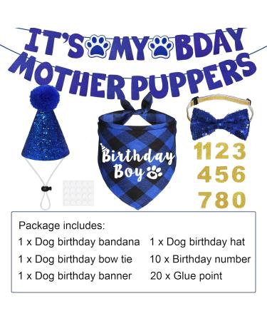 JOTFA Dog Birthday Party Supplies Multi Sizes Dog Birthday Bandana Boy Dog Birthday Hat Bow Tie Birthday Numbers It s My Bday Mother Puppers Sign Banner for Medium Large Dogs Pets (Large Blue) Blue Large - Buy Online on GoSupps.com