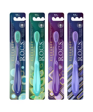 ROCS Toothbrush Elegance - Medium firmness - Comfortable handle - Colorful design (color cannot be selected)