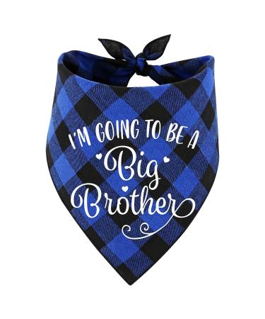 MaySunset I'm Going to Be a Big Brother Dog Bandanas Pet Baby Bulletin Plaid Dog Scarf Gender Revealing Photo Props Pet Dog Photo Props Accessories Blue Small