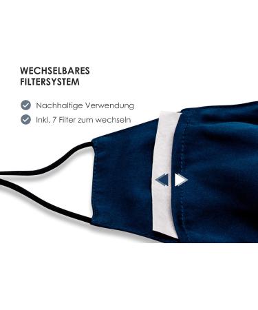 Silkist Unisex Mouth Protection Mask - 100% Silk 3-Layer Adjustable Reusable Breathable - Dark Blue - Buy Online on GoSupps.com