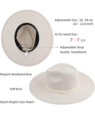 Pro Celia Wide Brim Fedora Hat for Women - Large Felt Panama Rancher Hat (Stripe-Ivory) - Buy Online on GoSupps.com
