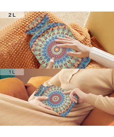 Boho Mandala Hot Water Bottle with Cover - 2L Hot Water Bag for Pain Relief & Compress - International Shipping - Buy Online on GoSupps.com