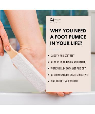Eco Bath London Natural White Pumice Foot File - Dead Skin Remover for Feet with Wood Handle - Buy Online on GoSupps.com