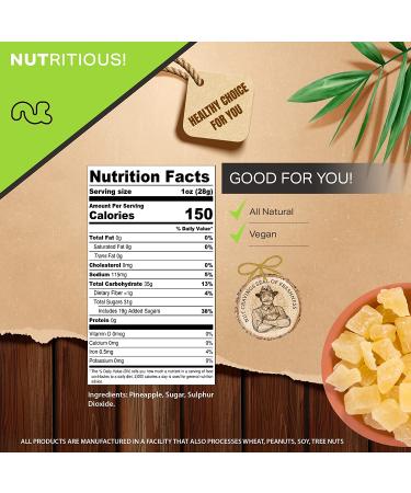 Sun Dried Pineapple Chunks (32oz) - Sweet Dehydrated Fruit Snack, All Natural & Vegan - Resealable Bag, Kosher Certified - Buy Online on GoSupps.com