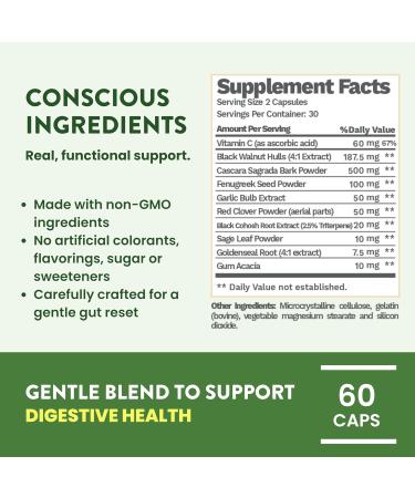 7 Day Advanced Colon Cleanse Prebiotics & Natural Herbs Supports Detox & Gut Flora for Women & Men with Cascara Sagrada Black Walnut Hulls & Black Cohosh 60 Capsules 1-2 Daily | 7 Day Cleanse - Buy Online on GoSupps.com