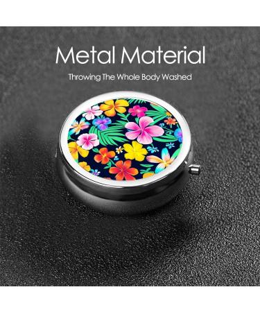 Colorful Flowers Round Pill Box | 3 Compartment Portable Organizer for Travel | International Shipping Available - Buy Online on GoSupps.com