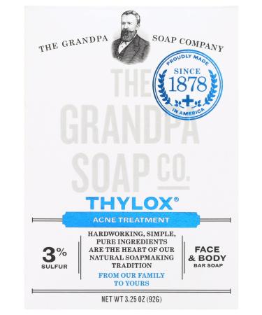 The Grandpa Soap Company Thylox Acne Treatment Soap Deeply Cleansing Gently Soothing Acne Fighting 3.25 Ounce (Pack of 3)