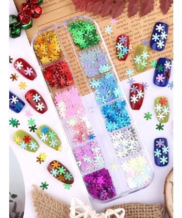 Ebanku 12 Grid Christmas Snowflake Nail Glitter | Sparkly Decoration for Holiday Parties - Buy Online on GoSupps.com