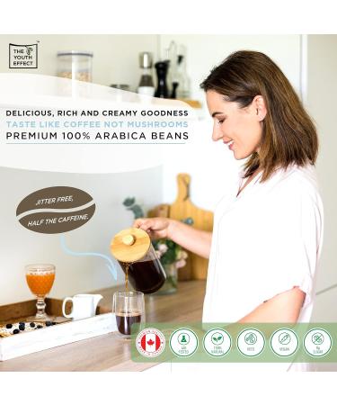 Canadian Mushroom Coffee Infused with Organic Chaga Ashwagandha & Tulsi. Adaptogens for All-Day Calm Mood Relaxation & Balance Low Caffeine Coffee Substitute. (Adaptogenic Coffee 100g 50 Servings MADE IN CANADA) - Buy Online on GoSupps.com