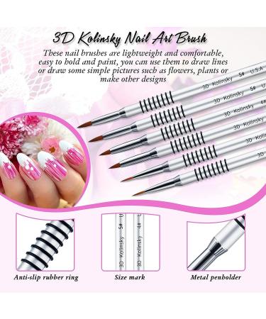 Mifoci 6-Piece 3D Acrylic Nail Brush Set - Kolinsky Painting Brush Pen Kit for Nail Art Salon - Sizes 2/4/5 - Buy Online on GoSupps.com