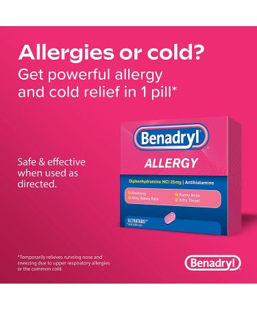 Benadryl Ultratabs Antihistamine Allergy Medicine - 48 ct Diphenhydramine HCl Tablets - Buy Online on GoSupps.com
